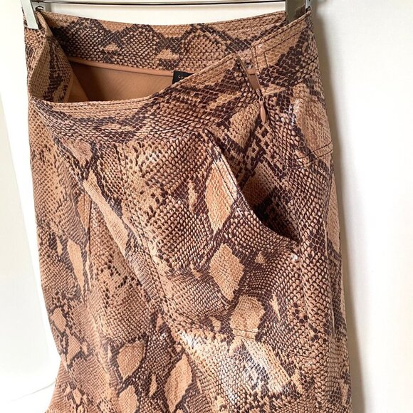 Anthropologie Pencil Skirt Brown Faux Leather Snake Print Knee Length Vegan - Picture 5 of 8